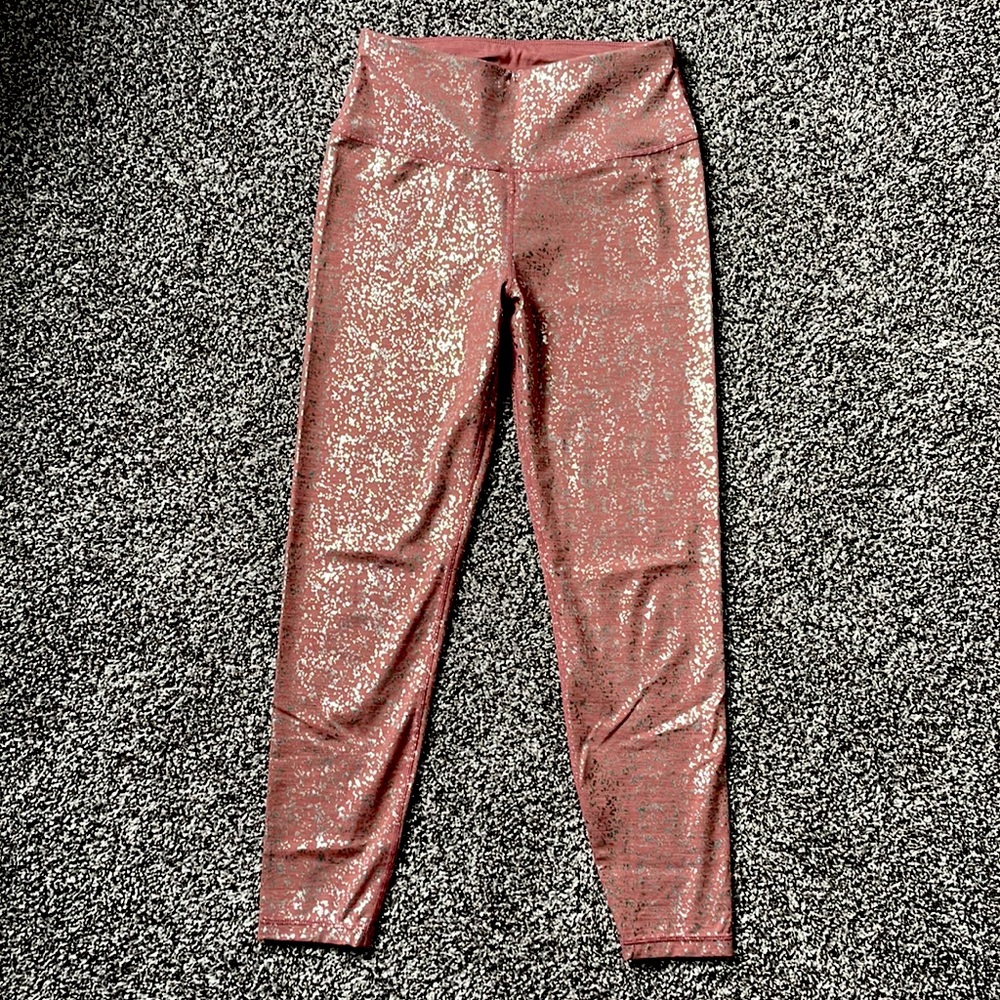 Sweaty Betty All Day Foil 7/8 Leggings in Red Terrazzo